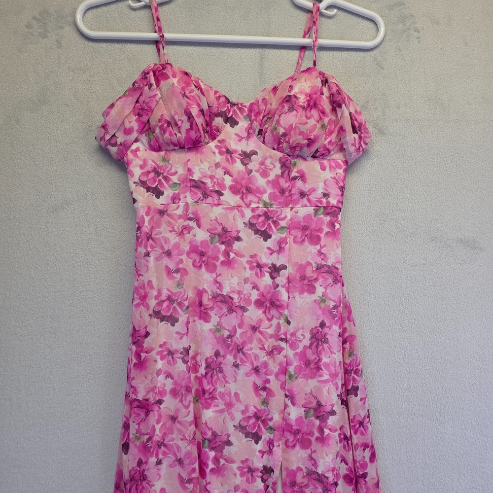 Crystal Doll Dress‎ Womens 9 Pink Floral Maxi Y2K Cottagecore HOCO Coquette - Picture 16 of 16